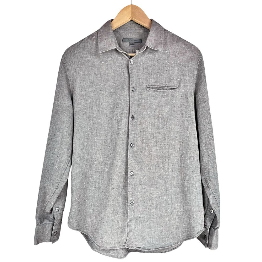 JOHN VARVATOS Slub Cotton Sleeve Keeper Welt Pocket Button-Front Shirt Size S